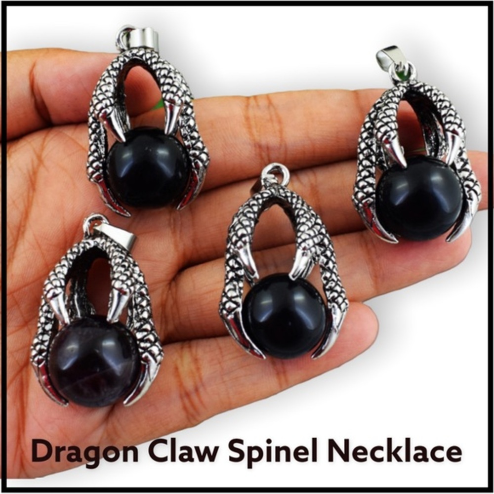 Dragon Claw With Spinel Crystal Ball Pendant Necklace